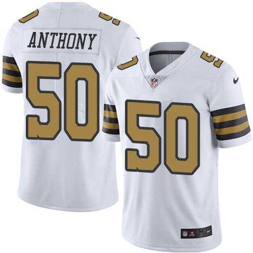 Nike Men & Women & Youth Saints 50 Stephone Anthony White Color Rush Limited Jersey,We sell and wholesale Nike Men & Women & Youth Saints 50 Stephone Anthony White Color Rush Limited Jersey on line form chian!